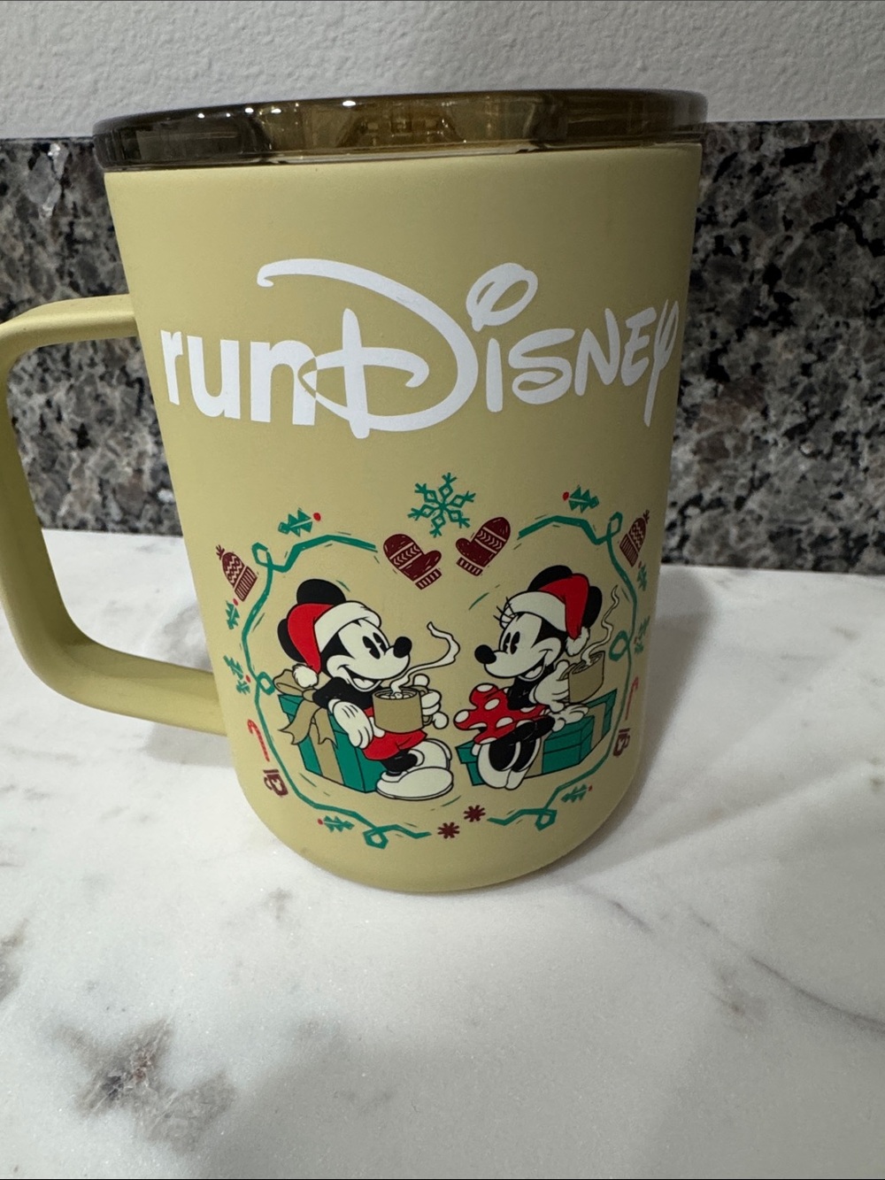 Disney Corkcicle RunDisney Holiday Mickey & Minnie Mug. Beige color